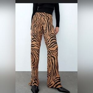 Zara Brown and Black Zebra Print Trousers - Sz XS